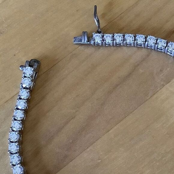 STERLING SILVER 925 WHITE ZIRCON WOMAN BRACELET - Picture 7 of 7